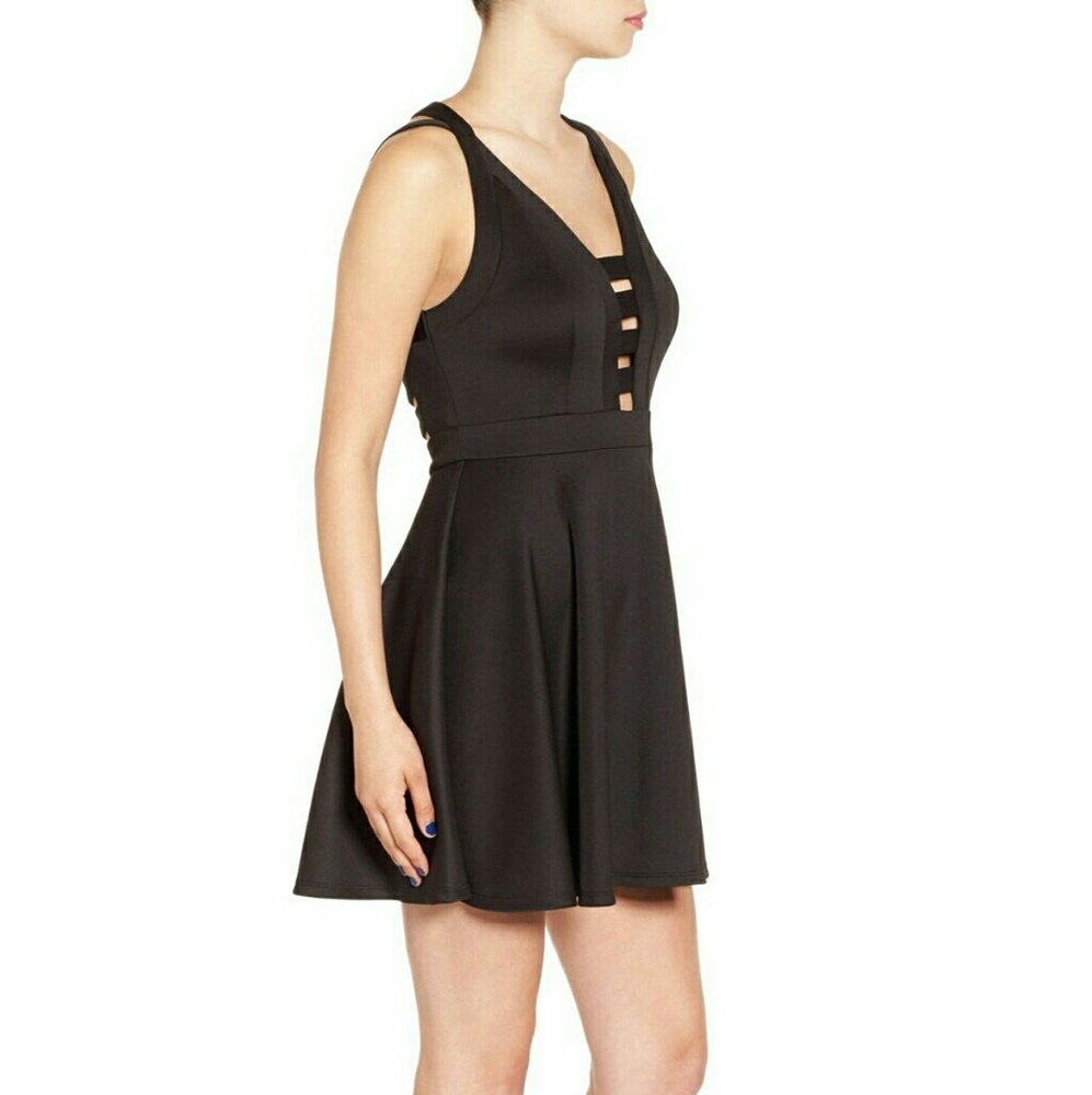 LOVE, NICKIE LEW Black Cross Back Mini Dress